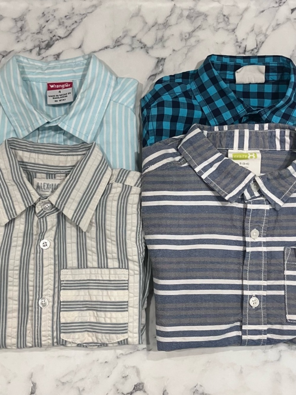 Bundle of Blues 4 Boys' Button-Down Shirts wrangler Alex and Jack